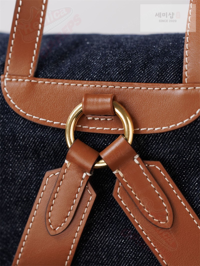Miu Miu 미우미우 캔버스 가죽 백팩 5BZ042 콘 플라워 / 블루 브랜디 Bag 18번 이미지