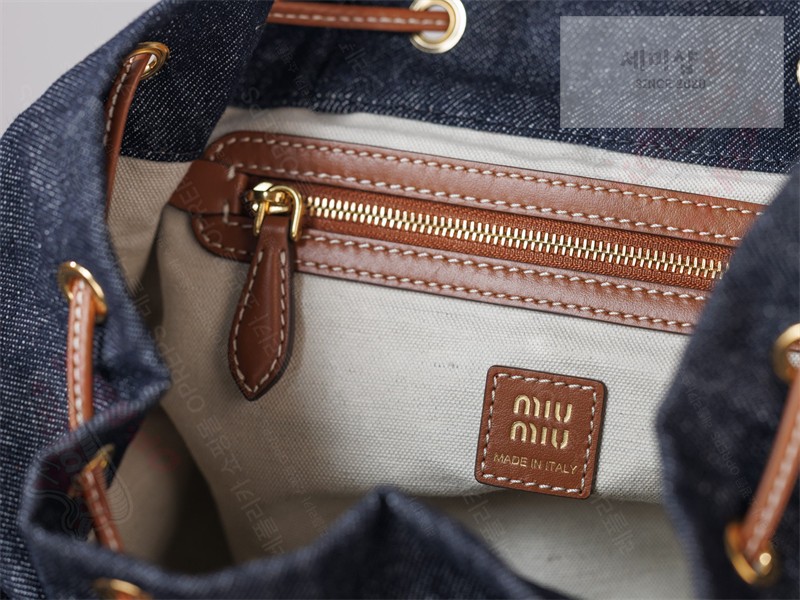 Miu Miu 미우미우 캔버스 가죽 백팩 5BZ042 콘 플라워 / 블루 브랜디 Bag 21번 이미지
