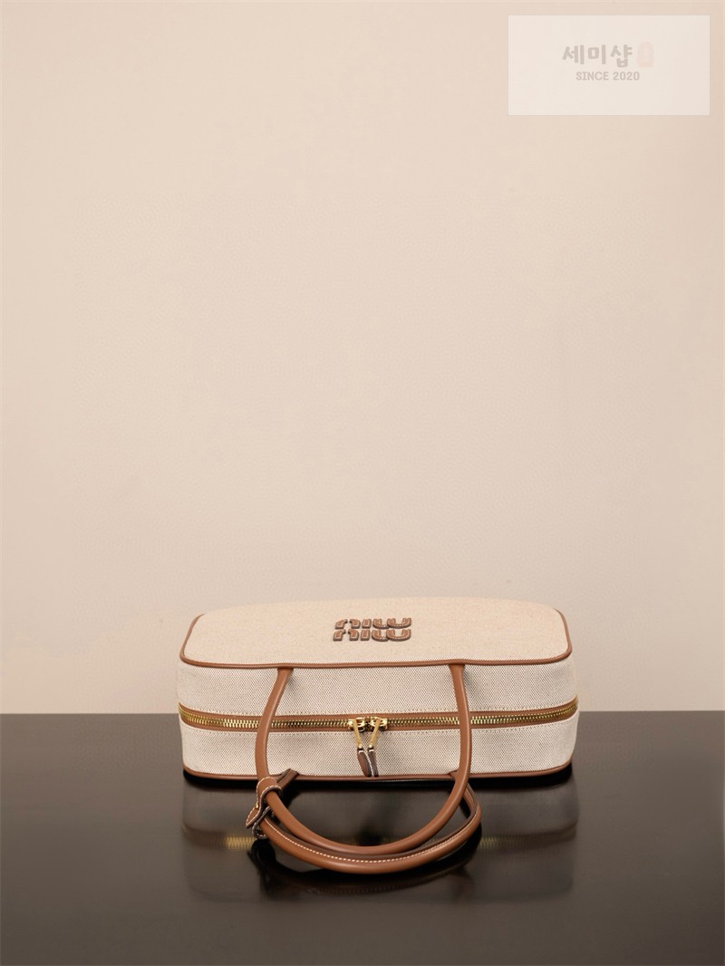 Miu Miu 미우미우 캔버스 레더 보 백 5BB163 캔버스 Bag 6번 이미지