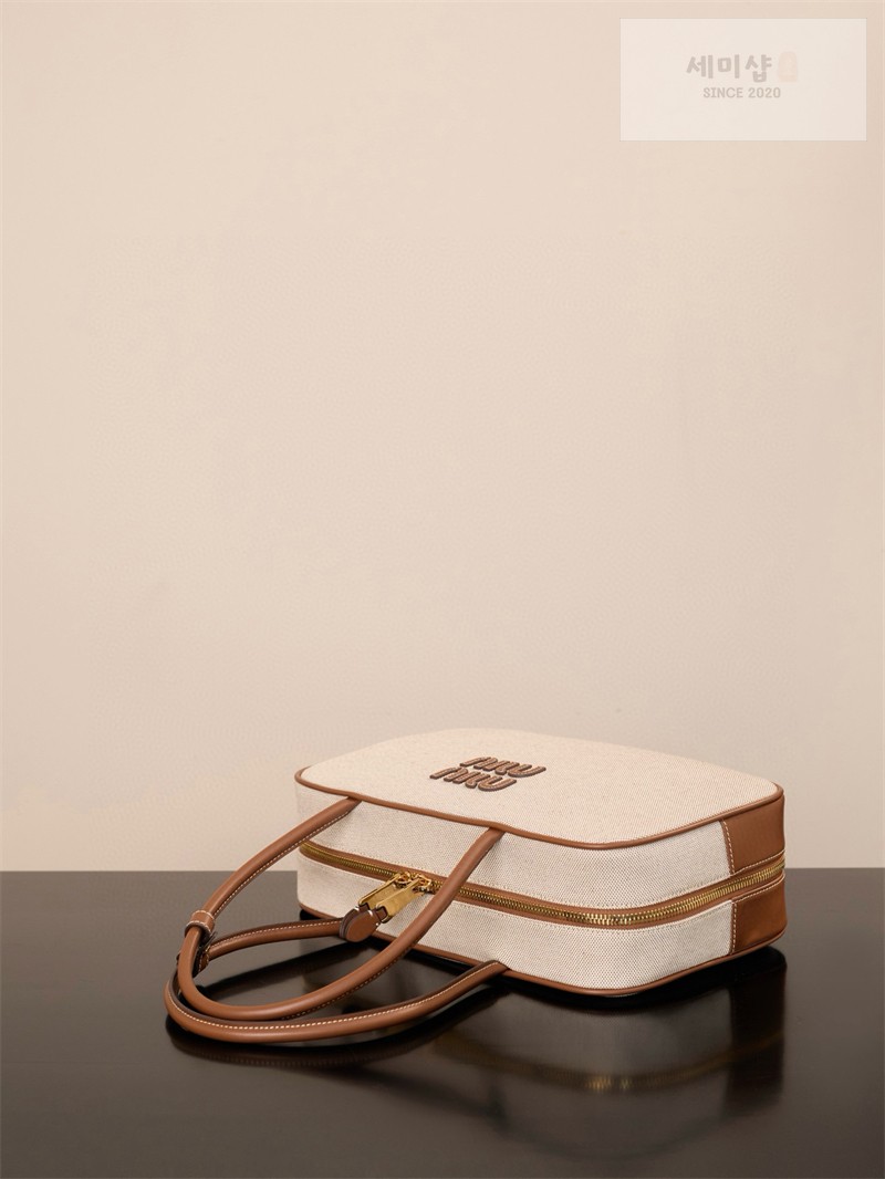 Miu Miu 미우미우 캔버스 레더 보 백 5BB163 캔버스 Bag 8번 이미지
