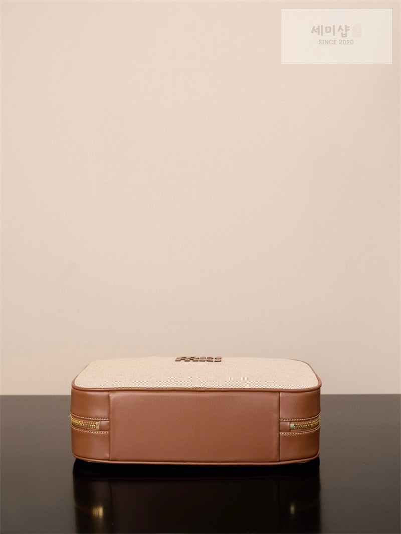 Miu Miu 미우미우 캔버스 레더 보 백 5BB163 캔버스 Bag 9번 이미지