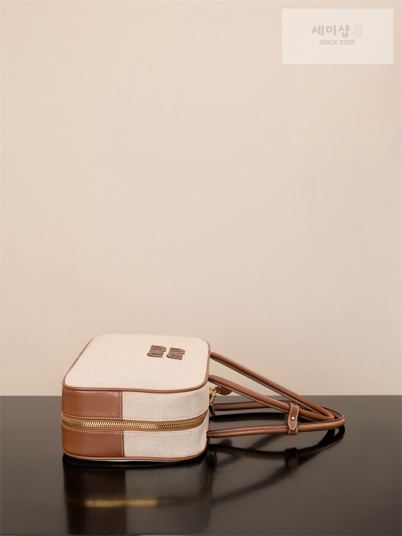Miu Miu 미우미우 캔버스 레더 보 백 5BB163 캔버스 Bag 11번 이미지