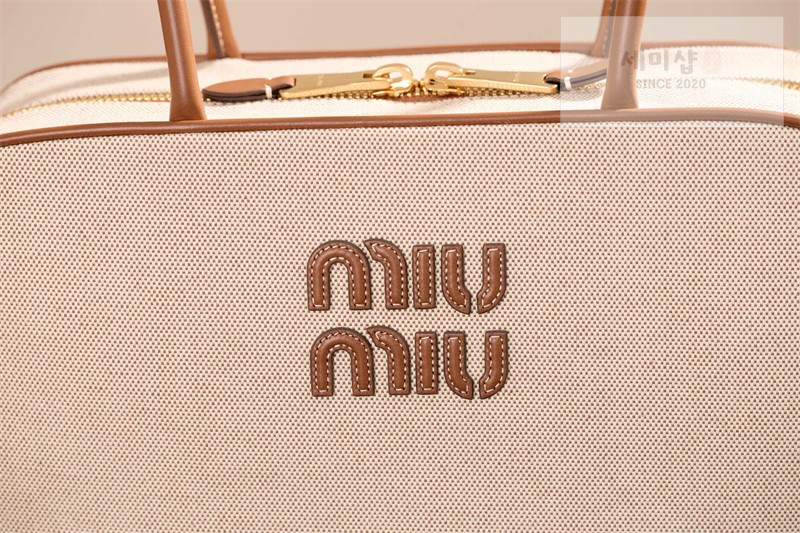 Miu Miu 미우미우 캔버스 레더 보 백 5BB163 캔버스 Bag 24번 이미지