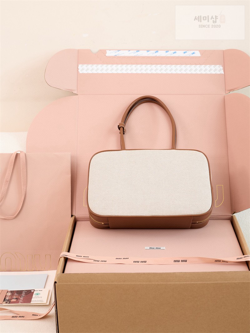 Miu Miu 미우미우 캔버스 레더 보 백 5BB163 캔버스 Bag 30번 이미지