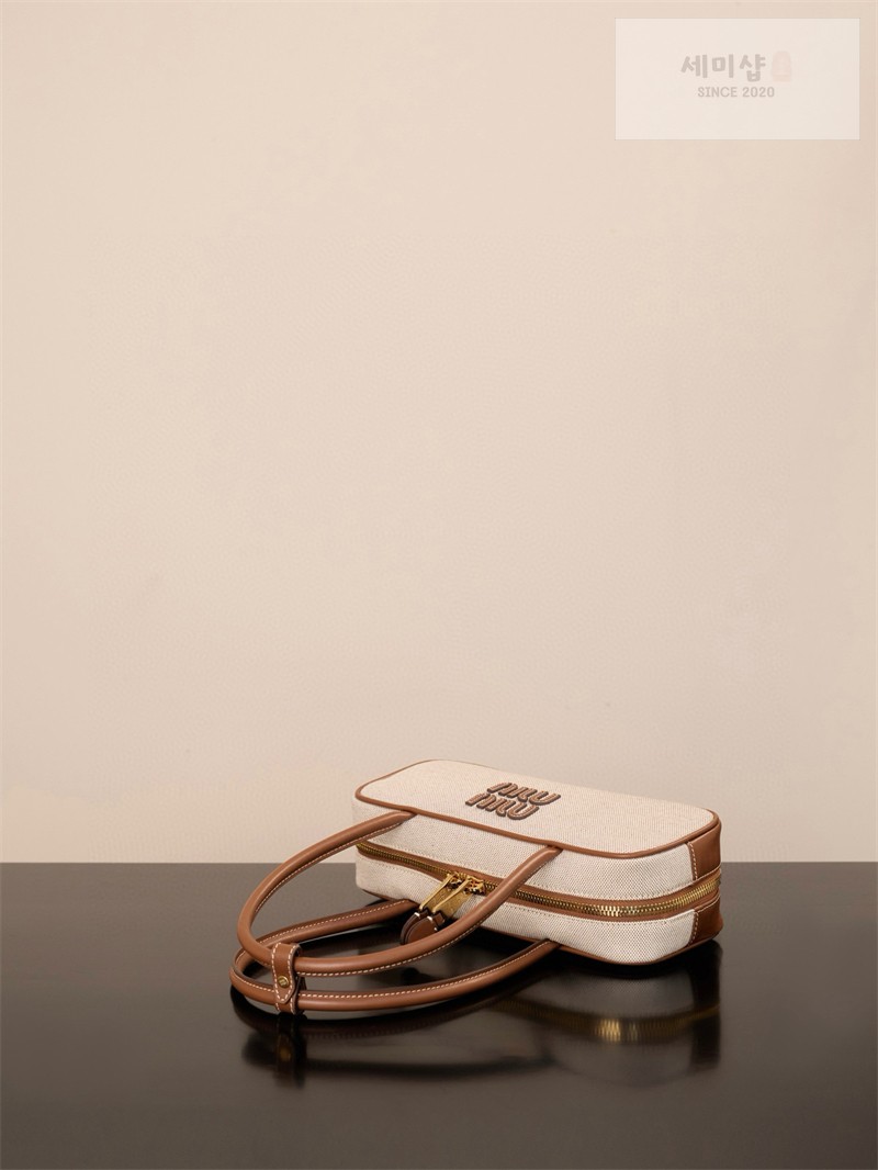 Miu Miu 미우미우 캔버스 레더 스몰 보 백 5BB173 캔버스 Bag 11번 이미지