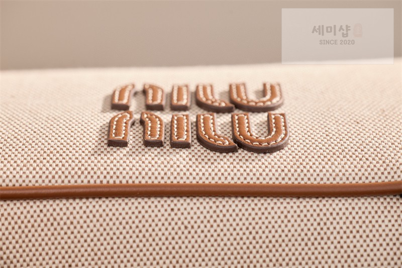 Miu Miu 미우미우 캔버스 레더 스몰 보 백 5BB173 캔버스 Bag 16번 이미지