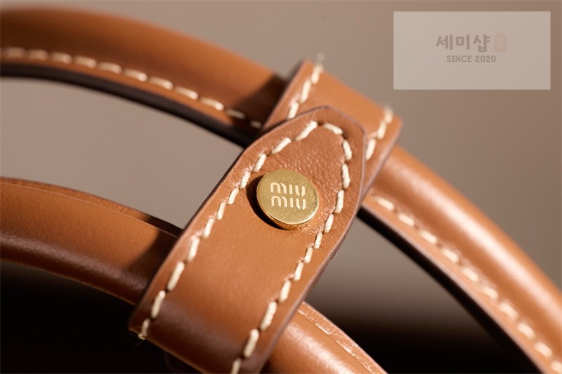 Miu Miu 미우미우 캔버스 레더 스몰 보 백 5BB173 캔버스 Bag 25번 이미지
