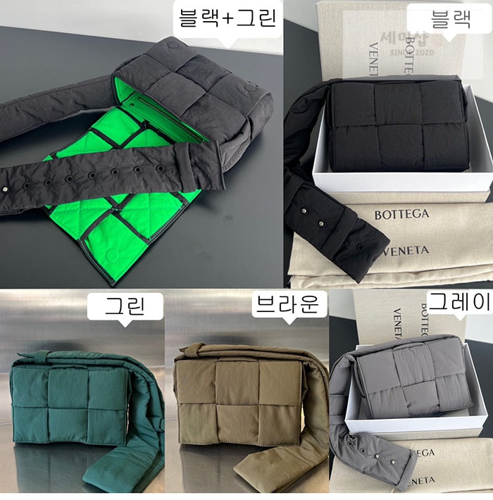 Bottega Veneta 보테가베네타 스몰 패디드 테크 카세트 백 “ 4COLOR ” 블랙+그린 Bag 15번 이미지