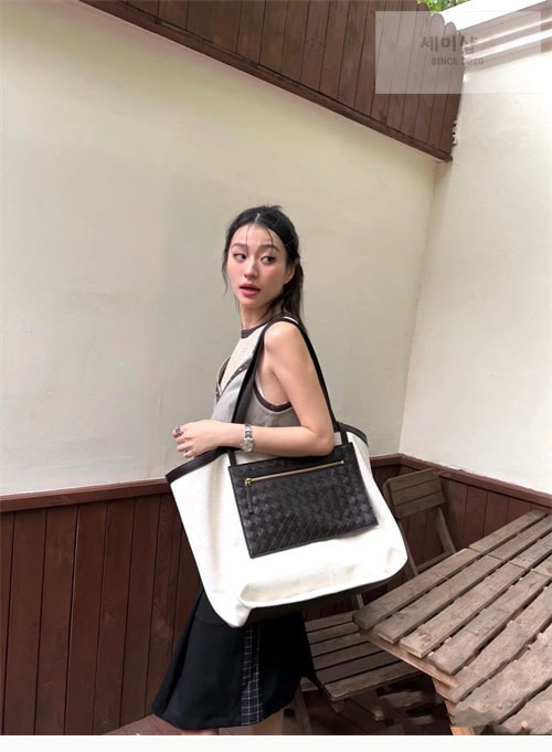 Bottega Veneta 보테가베네타 필립 플랩 캔버스 토트백 블랙 캔버스 Bag 2번 이미지