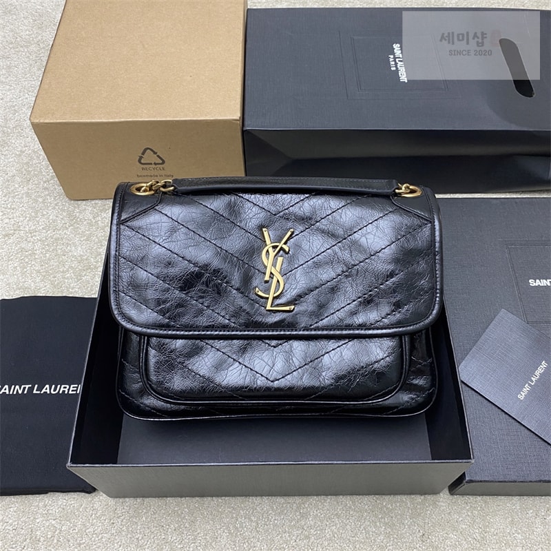 Saint Laurent 생로랑 니키 미디엄 체인백 빈티지 크링클 블랙 498894 Bag 5번 이미지