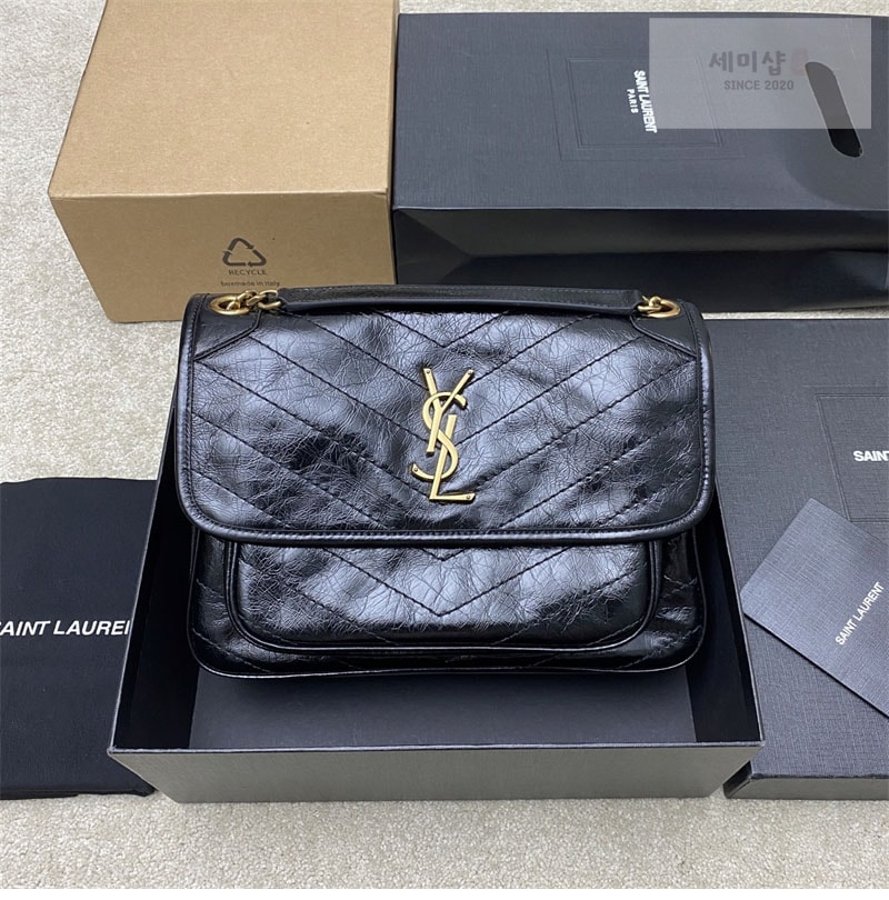 Saint Laurent 생로랑 니키 미디엄 체인백 빈티지 크링클 블랙 498894 Bag 8번 이미지