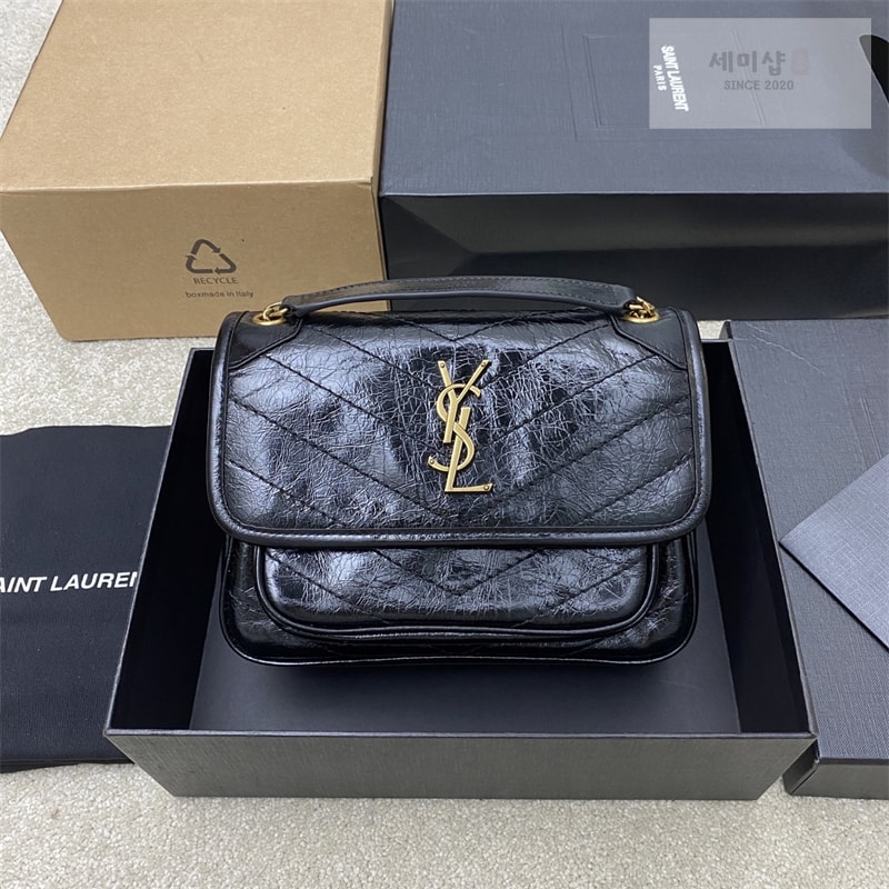 Saint Laurent 생로랑 니키 스몰 체인백 빈티지 크링클 블랙 498892 Bag 5번 이미지