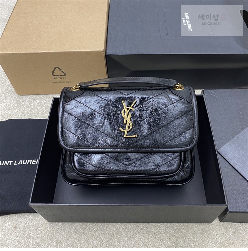 Saint Laurent 생로랑 니키 스몰 체인백 빈티지 크링클 블랙 498892 Bag 3번 이미지