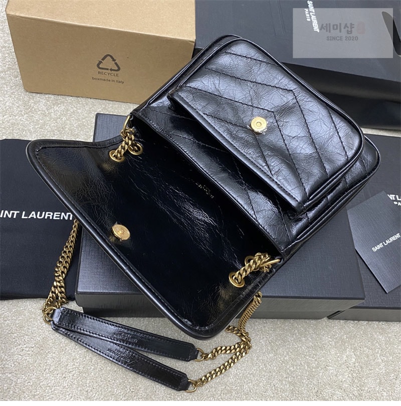 Saint Laurent 생로랑 니키 스몰 체인백 빈티지 크링클 블랙 498892 Bag 10번 이미지