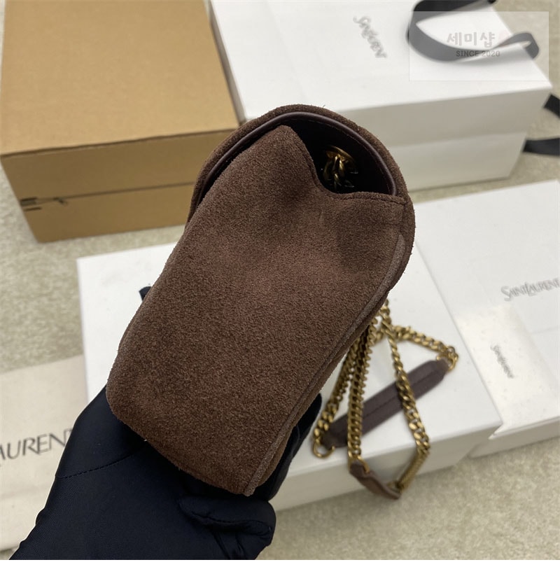 Saint Laurent 생로랑 마틀라세 스웨이드 루루 스몰 백 브라운 801437 Bag 8번 이미지