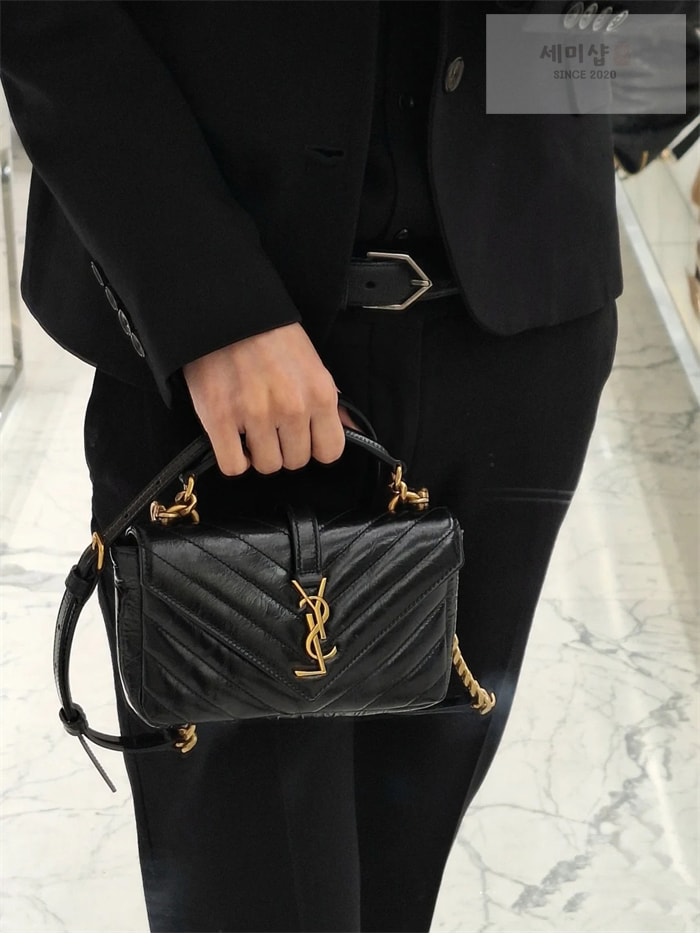 Saint Laurent 생로랑 컬리지 미니 퀼티드 크로스백 블랙 Bag 11번 이미지