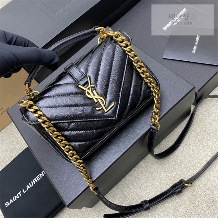 Saint Laurent 생로랑 컬리지 미니 퀼티드 크로스백 블랙 Bag 8번 이미지