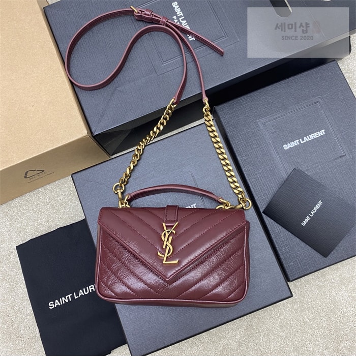 Saint Laurent 생로랑 컬리지 미니 퀼티드 크로스백 블랙 Bag 20번 이미지