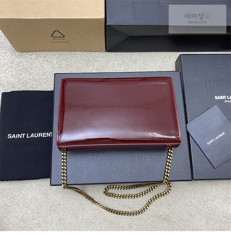 Saint Laurent 생로랑 케이트 스몰 페이턴트 숄더백 버건디 377629 Bag 1번 이미지