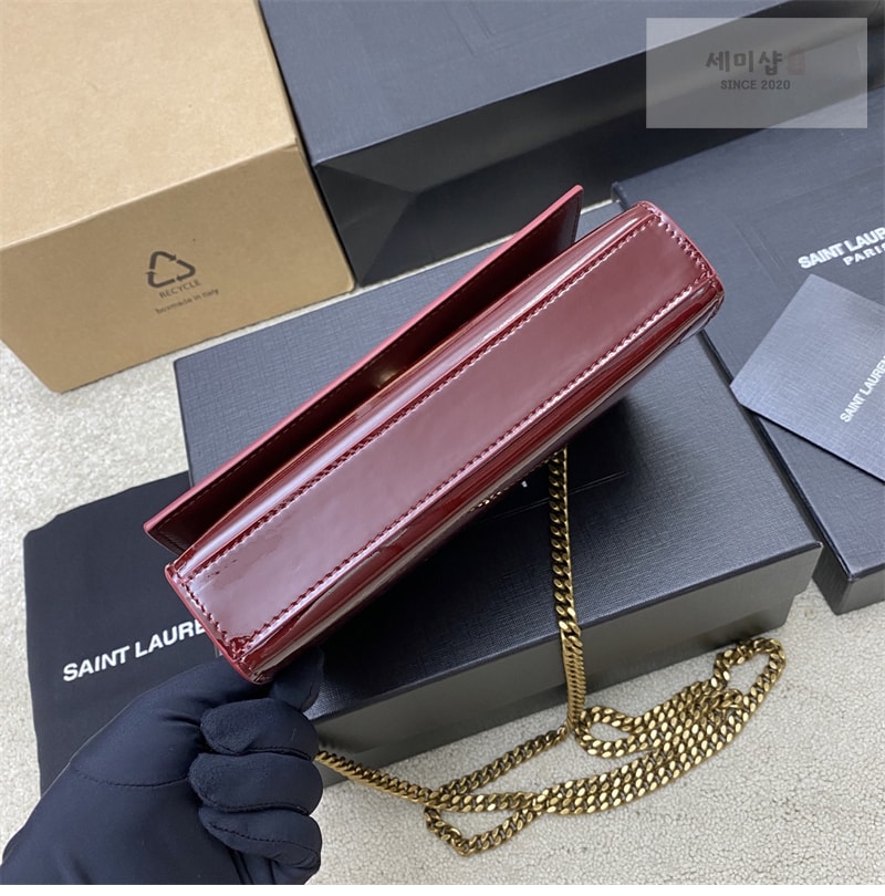 Saint Laurent 생로랑 케이트 스몰 페이턴트 숄더백 버건디 377629 Bag 3번 이미지