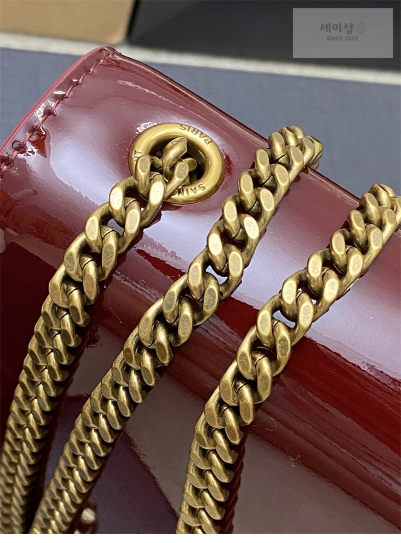 Saint Laurent 생로랑 케이트 스몰 페이턴트 숄더백 버건디 377629 Bag 7번 이미지