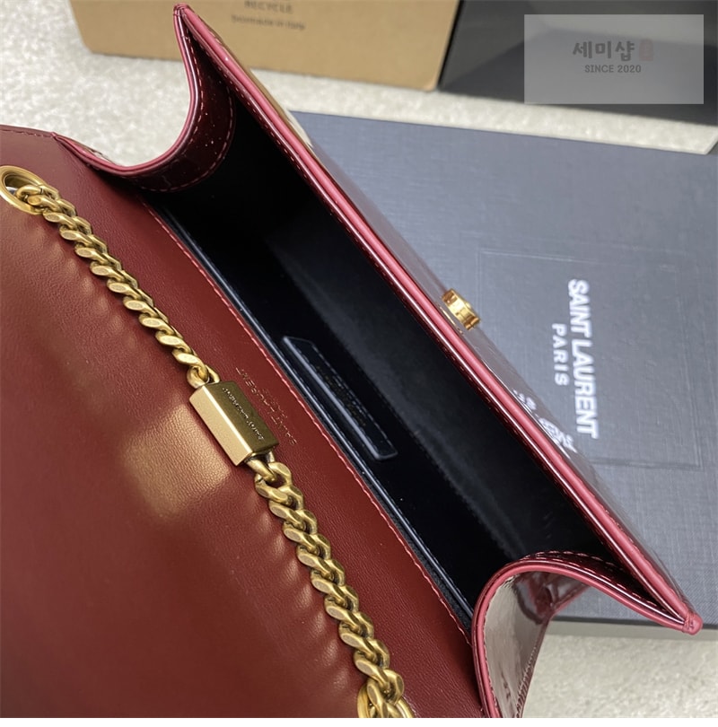 Saint Laurent 생로랑 케이트 스몰 페이턴트 숄더백 버건디 377629 Bag 10번 이미지
