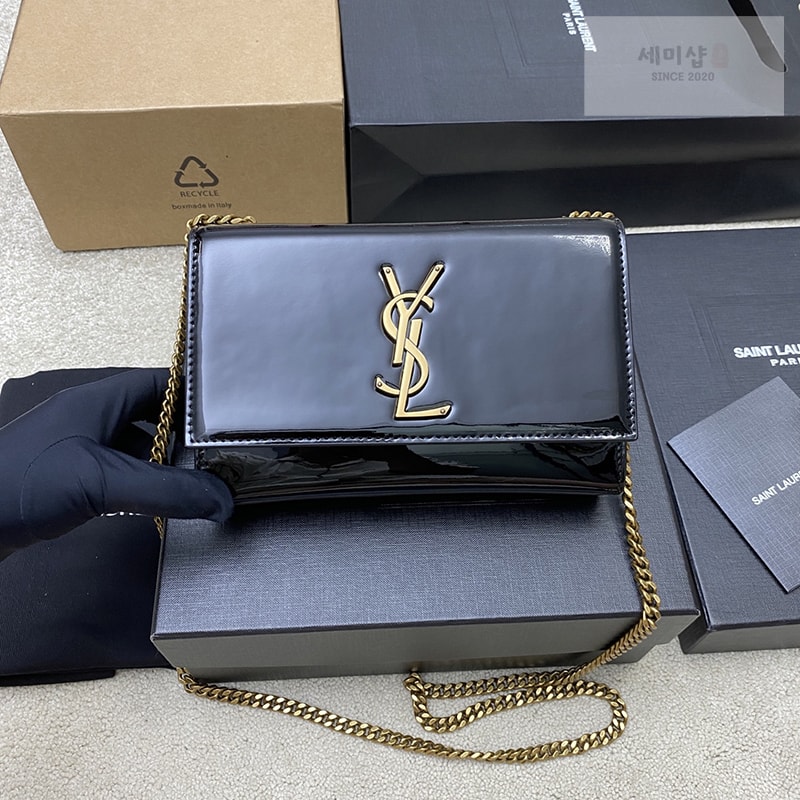 Saint Laurent 생로랑 케이트 스몰 페이턴트 숄더백 블랙 377629 Bag 4번 이미지