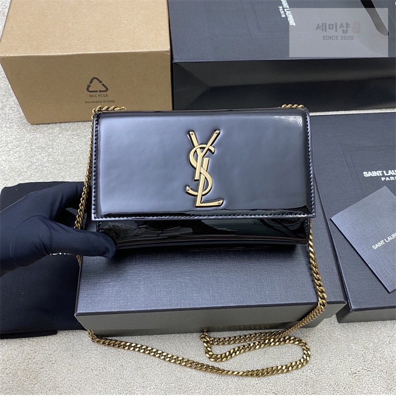 Saint Laurent 생로랑 케이트 스몰 페이턴트 숄더백 블랙 377629 Bag 1번 이미지