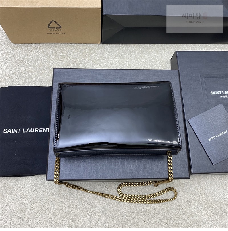 Saint Laurent 생로랑 케이트 스몰 페이턴트 숄더백 블랙 377629 Bag 8번 이미지