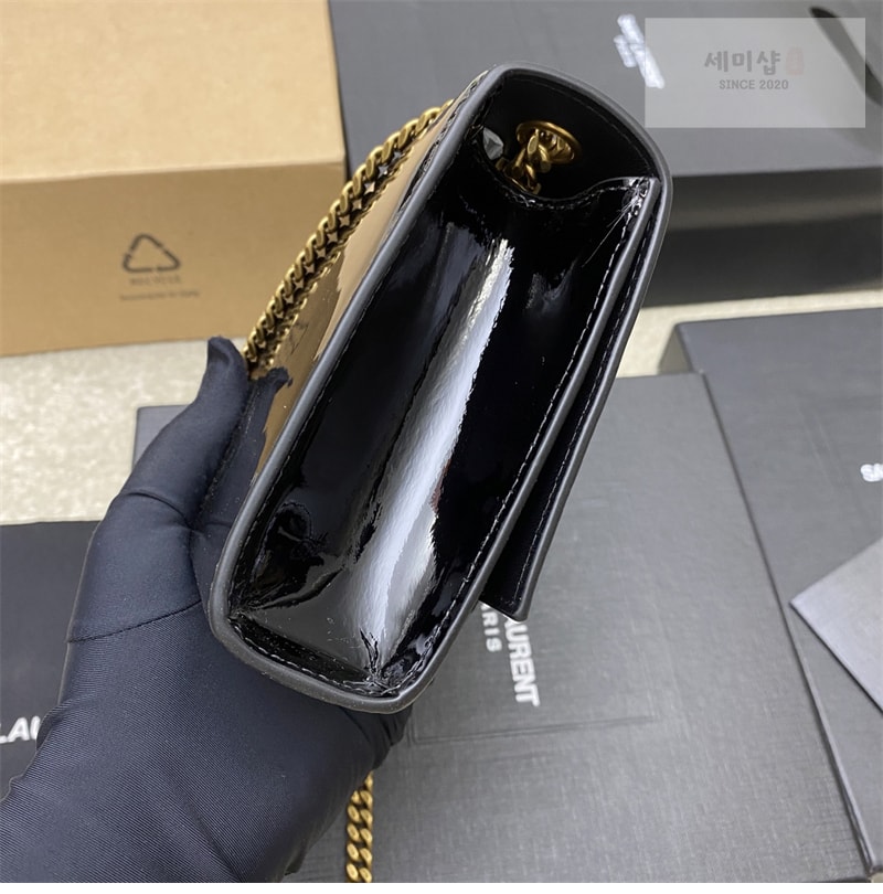 Saint Laurent 생로랑 케이트 스몰 페이턴트 숄더백 블랙 377629 Bag 5번 이미지