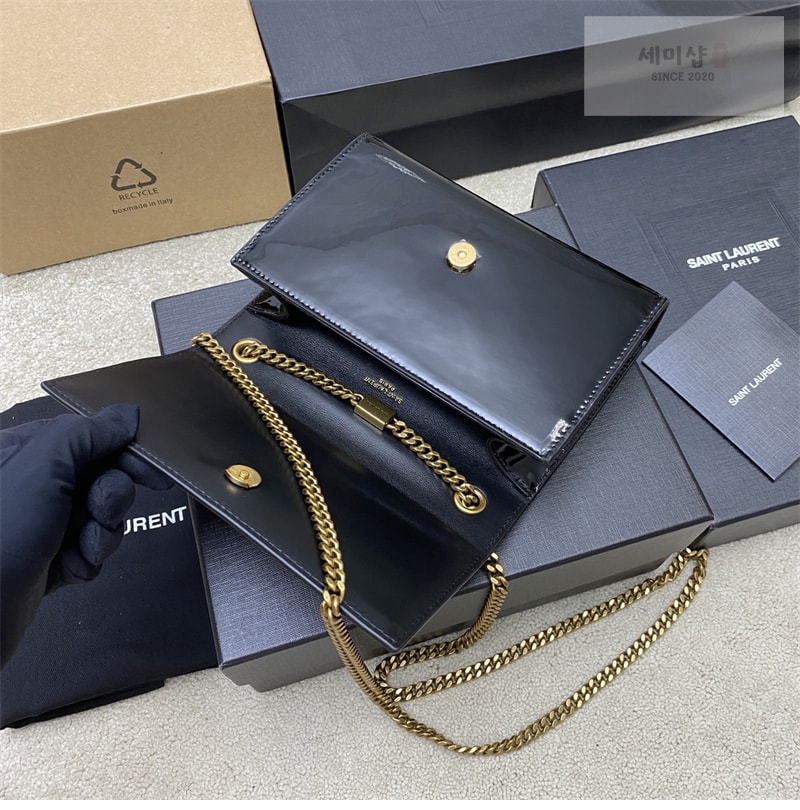 Saint Laurent 생로랑 케이트 스몰 페이턴트 숄더백 블랙 377629 Bag 3번 이미지