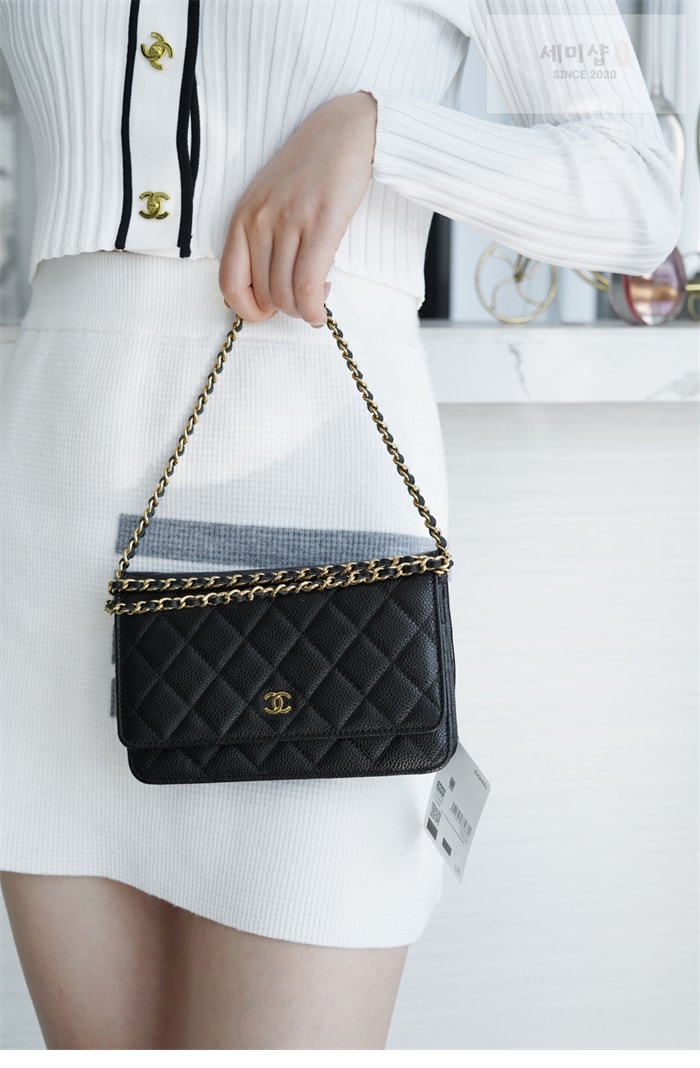 C H A N E L 샤넬 클래식 WOC 블랙/금장 HAAS 가죽 블랙 Bag 10번 이미지