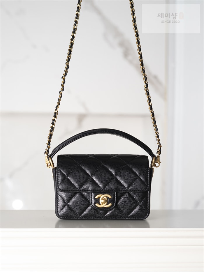 C H A N E L 샤넬 탑핸들 플랩백 Haas 가죽 블랙 Bag 13번 이미지