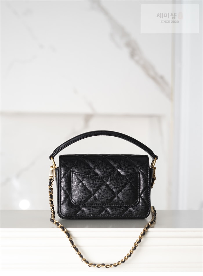 C H A N E L 샤넬 탑핸들 플랩백 Haas 가죽 블랙 Bag 6번 이미지