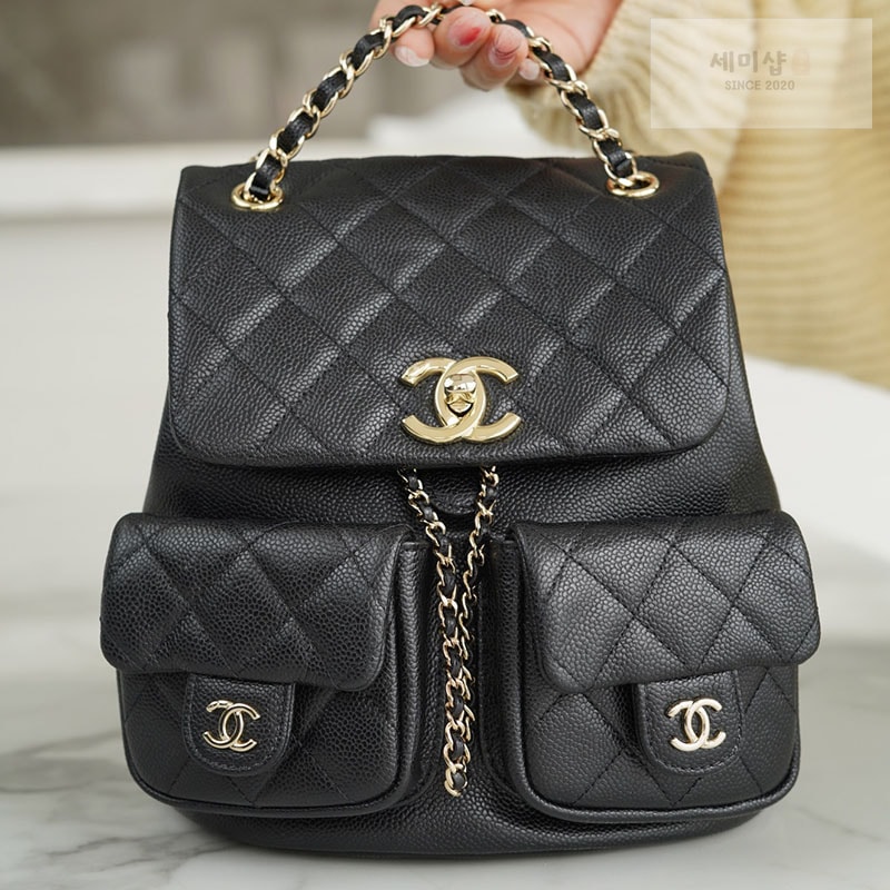 C H A N E L 샤넬 23P HAAS 더블 포켓 듀마 백백 블랙 블랙 Bag 1번 이미지