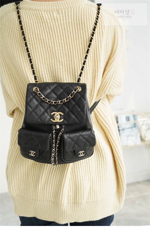 C H A N E L 샤넬 23P HAAS 더블 포켓 듀마 백백 블랙 블랙 Bag 3번 이미지