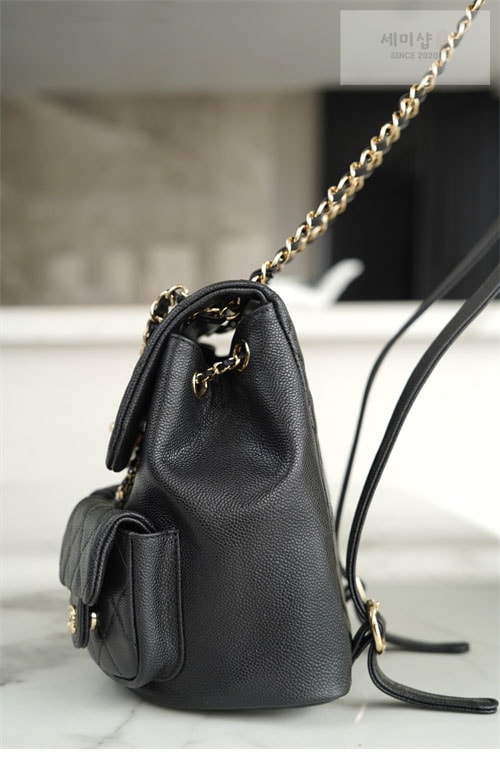 C H A N E L 샤넬 23P HAAS 더블 포켓 듀마 백백 블랙 블랙 Bag 17번 이미지