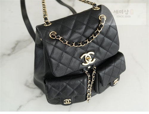 C H A N E L 샤넬 23P HAAS 더블 포켓 듀마 백백 블랙 블랙 Bag 5번 이미지