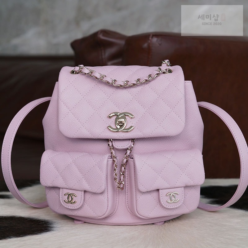 C H A N E L 샤넬 23P HAAS 더블 포켓 듀마 백백 핑크 파우더핑크 Bag 1번 이미지