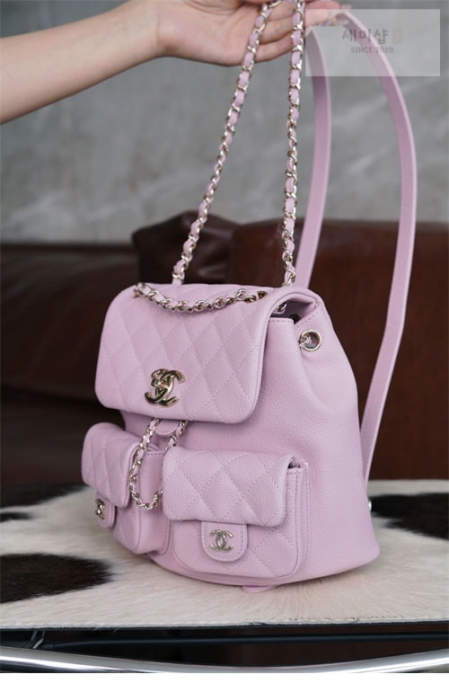 C H A N E L 샤넬 23P HAAS 더블 포켓 듀마 백백 핑크 파우더핑크 Bag 3번 이미지