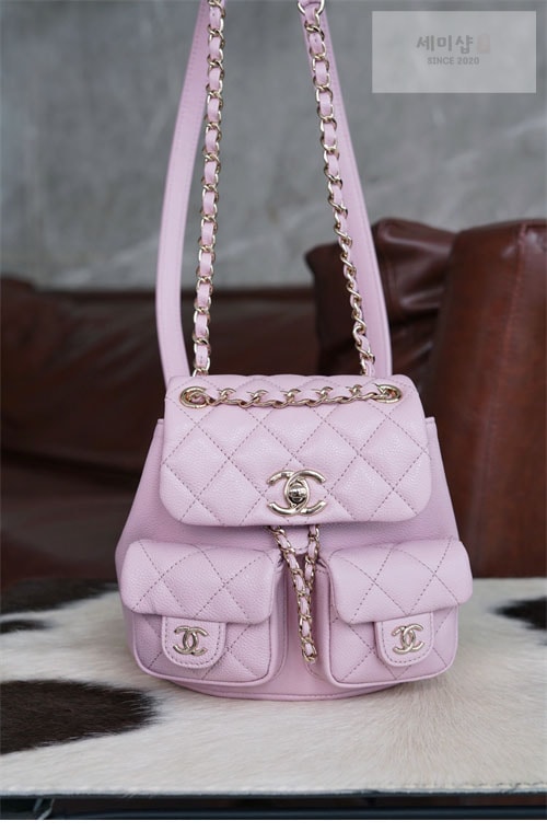 C H A N E L 샤넬 24A HAAS 더블 포켓 듀마 미니 백백 파우더핑크 Bag 4번 이미지
