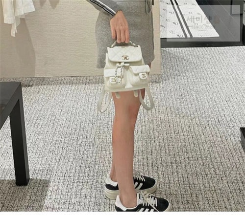 C H A N E L 샤넬 24A HAAS 더블 포켓 듀마 백백 화이트 화이트 Bag 17번 이미지