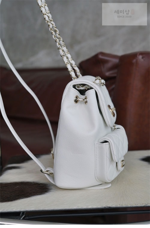 C H A N E L 샤넬 24A HAAS 더블 포켓 듀마 백백 화이트 화이트 Bag 18번 이미지