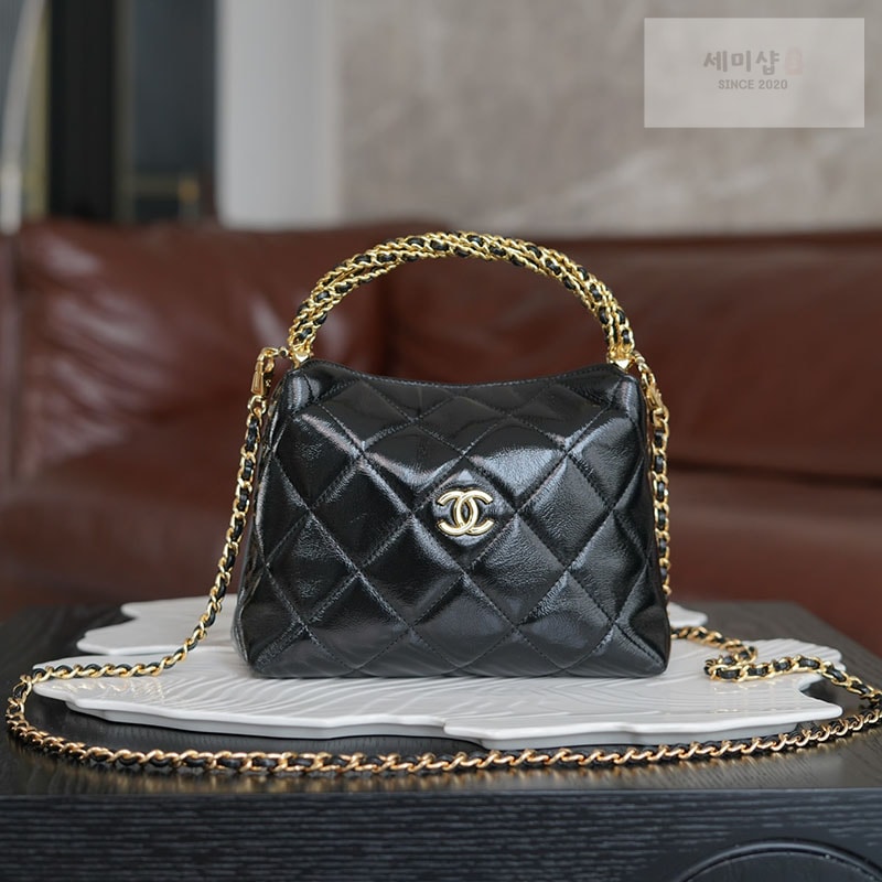 C H A N E L 샤넬 24B 램스킨 탑핸들백 블랙 Bag 1번 이미지