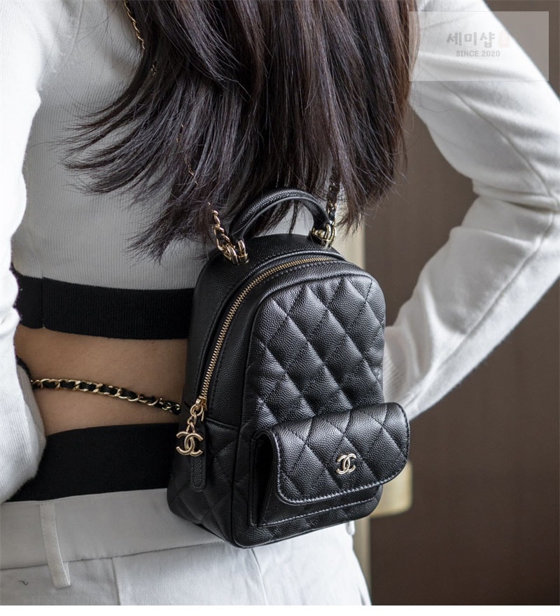C H A N E L 샤넬 24C 탑 핸들 미니 백팩 블랙 블랙 Bag 7번 이미지