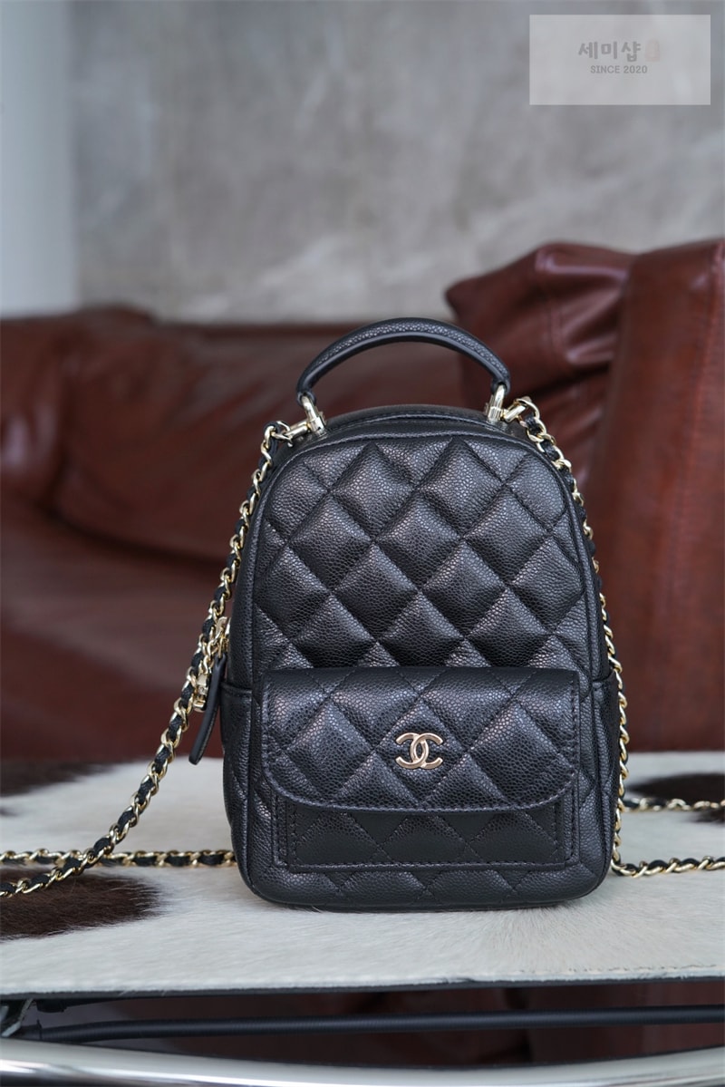 C H A N E L 샤넬 24C 탑 핸들 미니 백팩 블랙 블랙 Bag 14번 이미지
