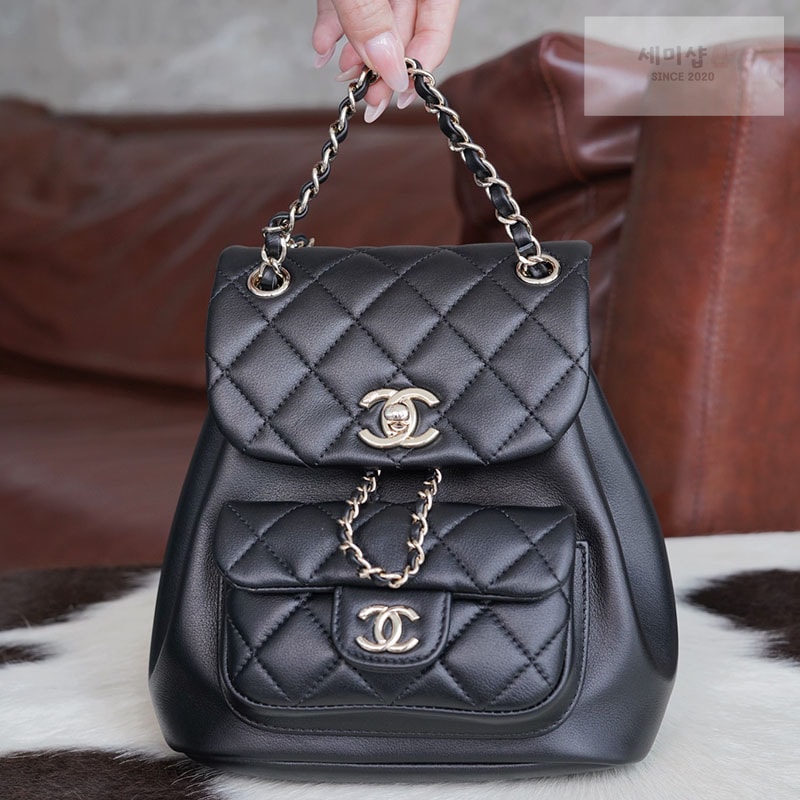 C H A N E L 샤넬 24P 듀마 백팩 블랙 블랙 Bag 17번 이미지