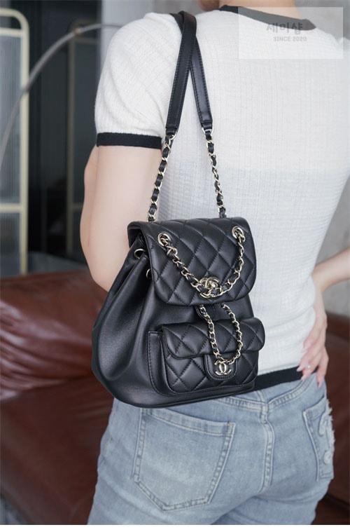 C H A N E L 샤넬 24P 듀마 백팩 블랙 블랙 Bag 18번 이미지