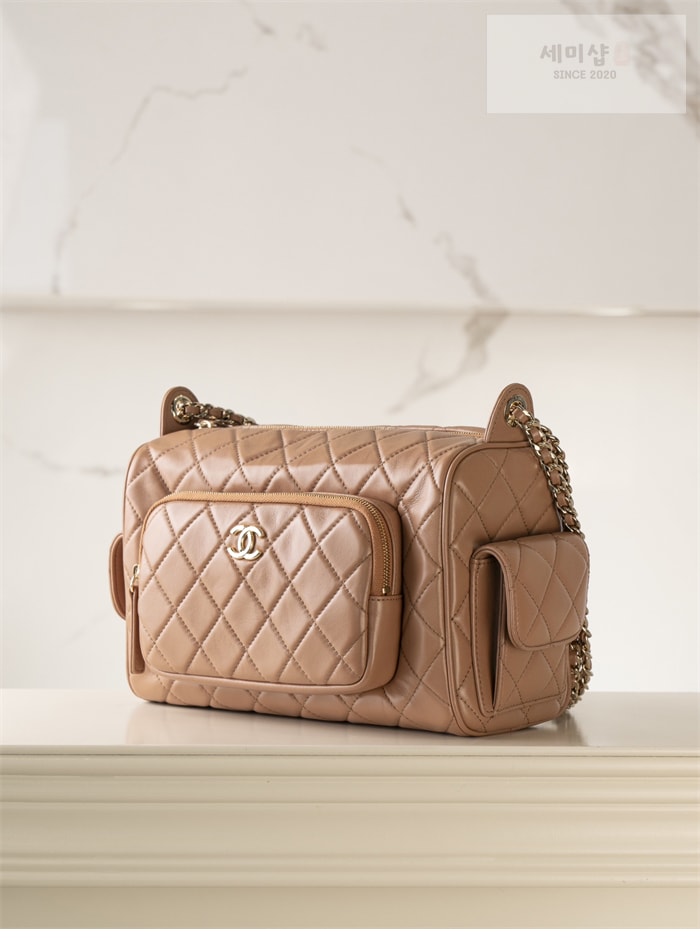 C H A N E L 샤넬 24k 샤이니 캬메라 라지 백 브라운골드 Bag 3번 이미지