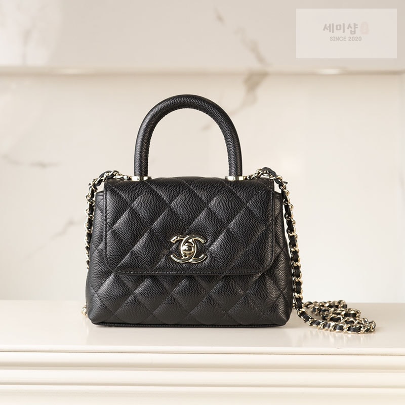 C H A N E L 샤넬 24k 코코 핸들 나노 미니백 HAAS 가죽 블랙 Bag 1번 이미지